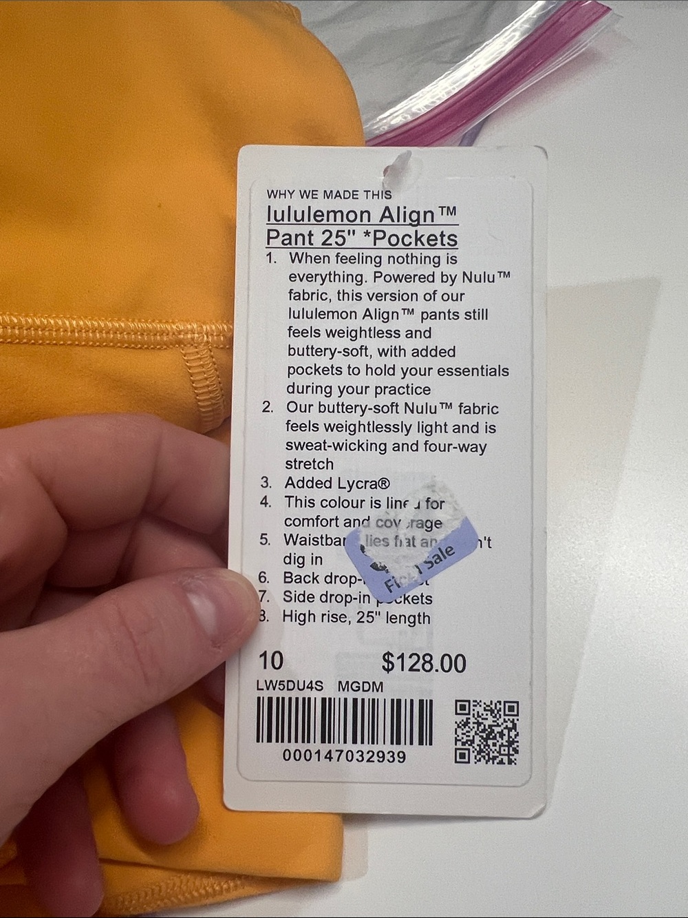 141. Lululemon Align High-Rise Pant with Pockets 25" Mango Dream NWT - Picture 6 of 8